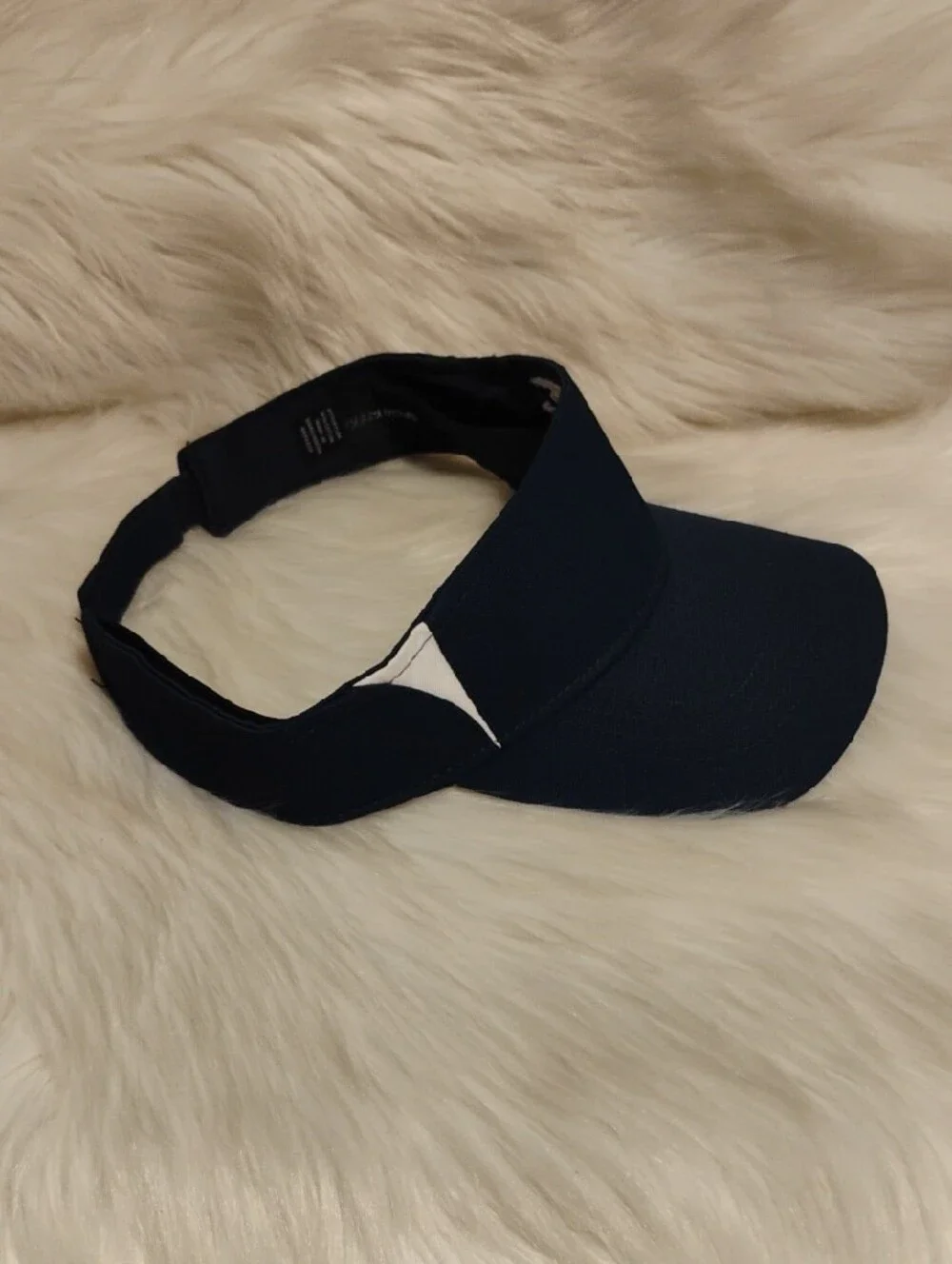 (C-75) Navy Performance Visor W White Embroidered Dog/Weather Vane Accent